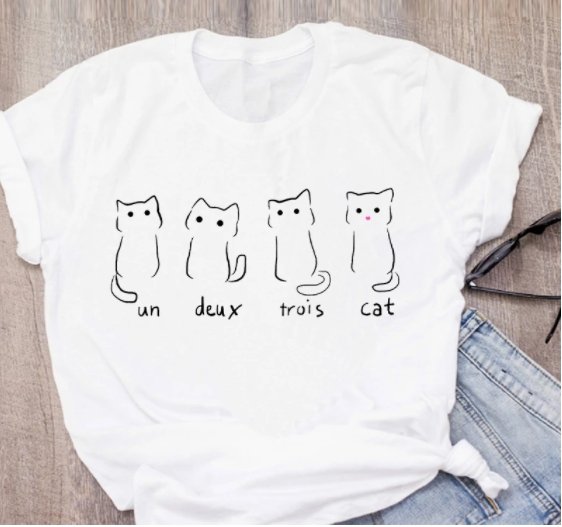 T-shirt chat quatre